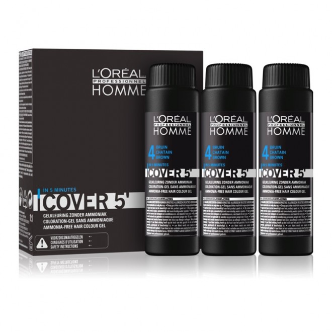 Система маскування сивого волосся рівень 4 L’Oréal Professionnel Homme Cover 5' Brown 3 x 50 мл
