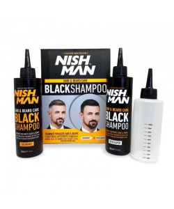 Шампунь для маскировки седины Nishman Hair&Beard Care Black Shampoo Bundle 2 x 200 мл