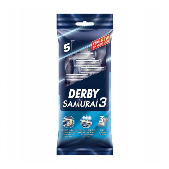 Станки для гоління одноразові Derby Samurai 3 упаковка 5 шт