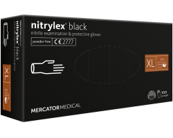 Нитриловые перчатки без пудры Nitrylex Black Protective Gloves размер XL