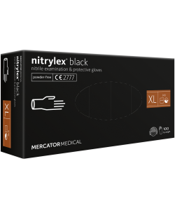 Нитриловые перчатки без пудры Nitrylex Black Protective Gloves размер XL