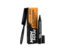 Олівець для бороди чорний + щітка Nishman Black Grooming 2 в 1
