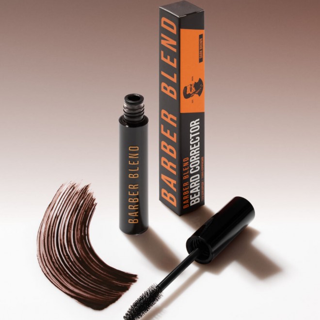 Туш для бороди та вус Barber Blend (02 Dark Brown) 10 мл — природний темно-коричневий відтінок для акуратної корекції та маскування сивини