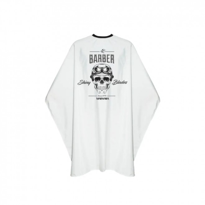 Перукарська накидка Marmara Barber "Scull White" — яскравий дизайн та надійний захист клієнта
