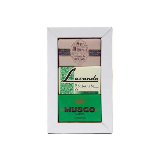 Набір мила Ach. Brito Historical Soaps 3 x 90 г (Triple Alfazema, Lavanda, Musgo)