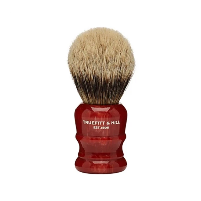 Помазок для гоління Truefitt & Hill Wellington Faux Red Marble Silvertip Bulb Shave Brush