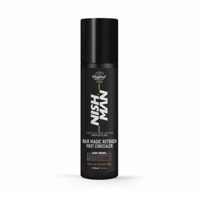 Спрей для маскування сивини Nishman Hair Magic Retouch Root Concealer "Dark Brown" 100 мл