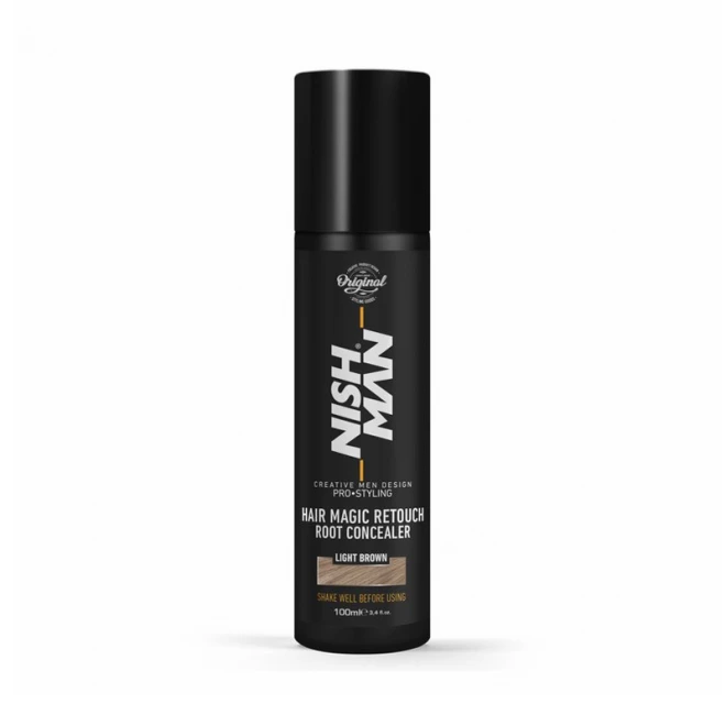 Спрей для маскування сивини Nishman Hair Magic Retouch Root Concealer "Light Brown" 100 мл