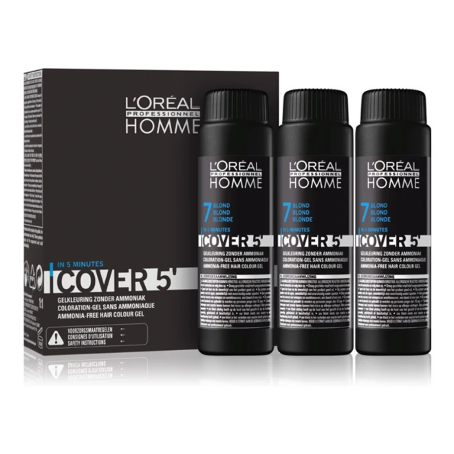 Система маскування сивого волосся рівень 7 L’Oréal Professionnel Homme Cover 5' Blonde 3 x 50 мл