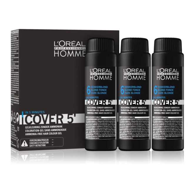Система маскування сивого волосся рівень 6 L’Oréal Professionnel Homme Cover 5' Dark Blonde 3 x 50 мл