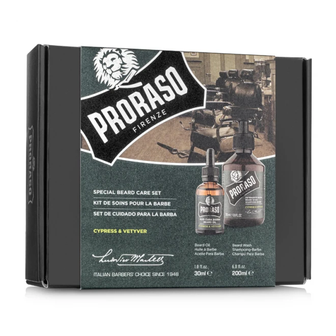 Набір для бороди Proraso Duo Pack Oil + Shampoo Cypress & Vetyver