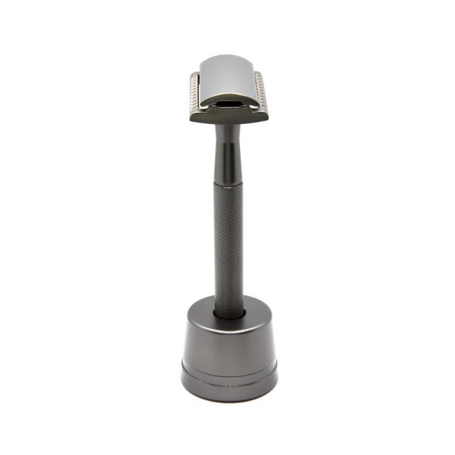 Станок для гоління Т-подібний з підставкою Shlyuz F-16 Gunmetal DE Safety Razor With Stand