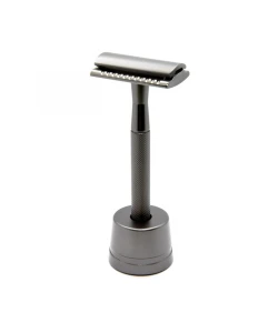 Станок для гоління Т-подібний з підставкою Shlyuz F-16 Gunmetal DE Safety Razor With Stand