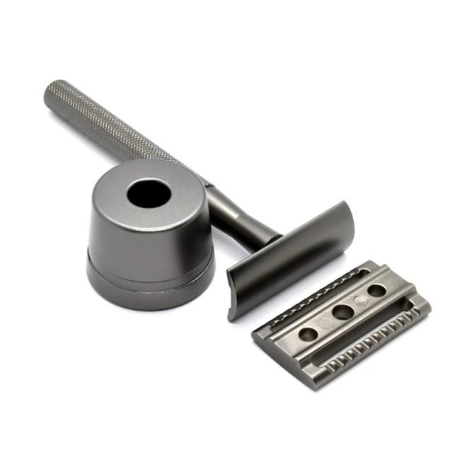 Станок для гоління Т-подібний з підставкою Shlyuz F-16 Gunmetal DE Safety Razor With Stand