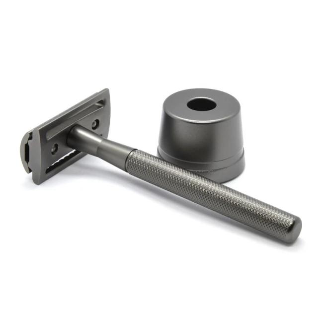 Станок для гоління Т-подібний з підставкою Shlyuz F-16 Gunmetal DE Safety Razor With Stand