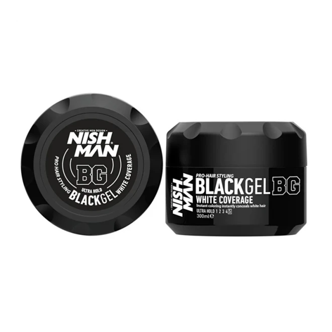 Гель для маскування сивого волосся Nishman Black Gel White Coverage 300 мл