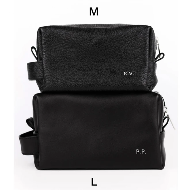 Косметичка шкіряна Poelle Lux розмір L (чорна)