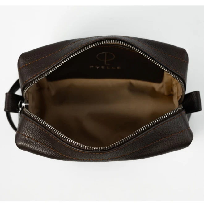 Косметичка шкіряна Poelle Lux розмір M (коричнева)