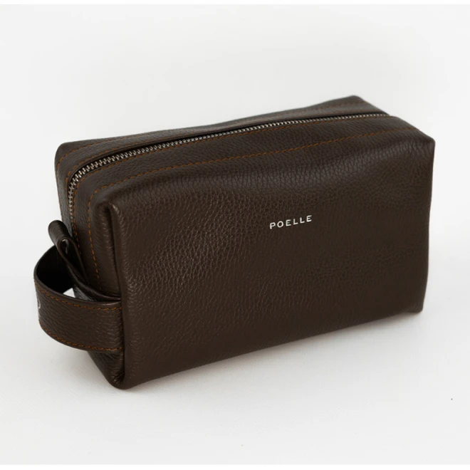 Косметичка шкіряна Poelle Lux розмір M (коричнева)