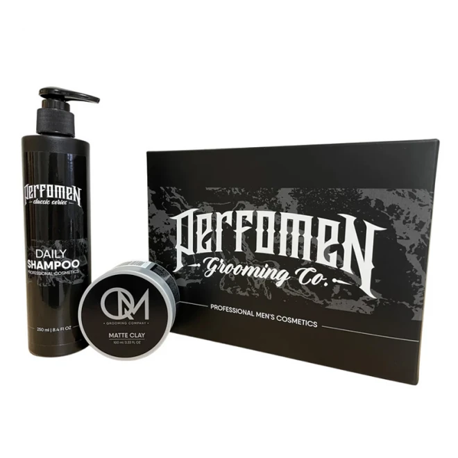 Подарунковий набір для чоловіків PerfomeN Daily Shampoo 250мл + QM Matte Clay 100мл