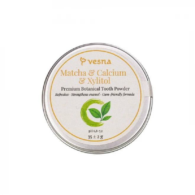Преміальний зубний порошок Vesna Матча, Кальцій та Ксилітол 35 гр