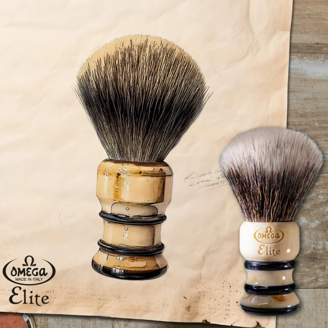 Помазок для гоління Omega Elite Fiber Shaving Brush Vintage Edition MB1922