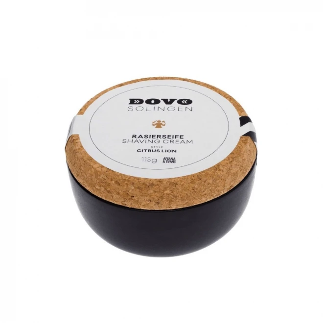 Мило для гоління DOVO Shaving Soap Deep Leather 115 г – щільна стабільна піна та ідеальне ковзання | аромат шкіри й сандалу, банка stoneware з корком