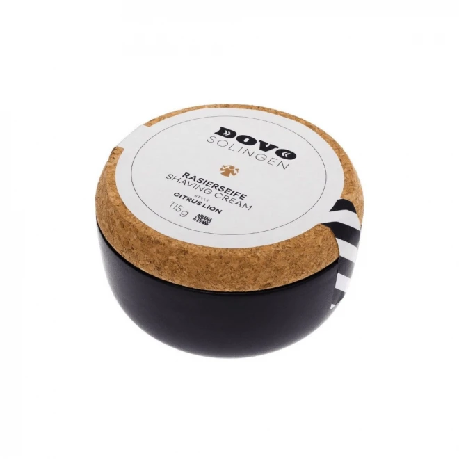 Мило для гоління DOVO Shaving Soap Deep Leather 115 г – щільна стабільна піна та ідеальне ковзання | аромат шкіри й сандалу, банка stoneware з корком
