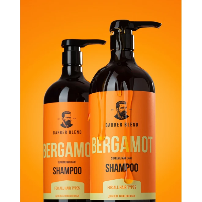 Шампунь для всіх типів волосся Barber Blend Bergamot 1000 мл – універсальне щоденне очищення з ароматом бергамоту