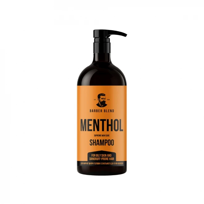 Шампунь для жирної шкіри голови і схильного до лупи волосся Barber Blend Menthol 500 мл – свіжість, контроль жирності та профілактика лупи