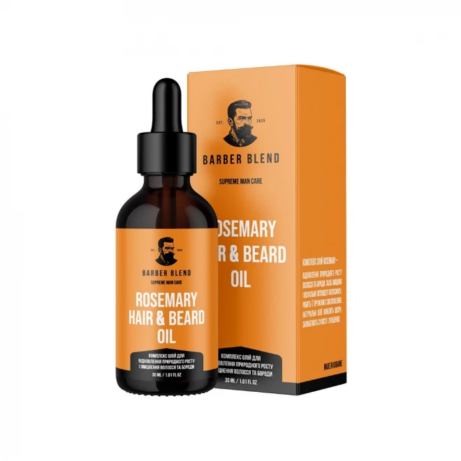 Олія для росту бороди і волосся Barber Blend Oil 30 мл – комплекс натуральних олій з розмарином для зміцнення та густоти