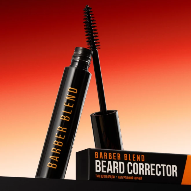 Туш для бороди та вус Barber Blend (01 Natural Black) 10 мл — природний чорний тон, швидке коригування та акуратний вигляд