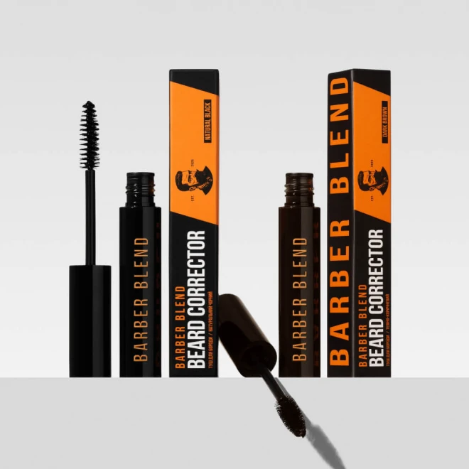 Туш для бороди та вус Barber Blend (01 Natural Black) 10 мл — природний чорний тон, швидке коригування та акуратний вигляд