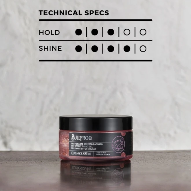 Гель для стилізації волосся Bullfrog Wet Effect Fixing Gel 100 мл – мокрий ефект, глянцевий блиск без жорсткості та слідів