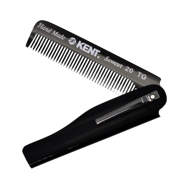 Гребінь для волосся Kent A 20T (Graphite) — складаний кишеньковий гребінь ручної роботи з кліпсою для тонкого та нормального волосся