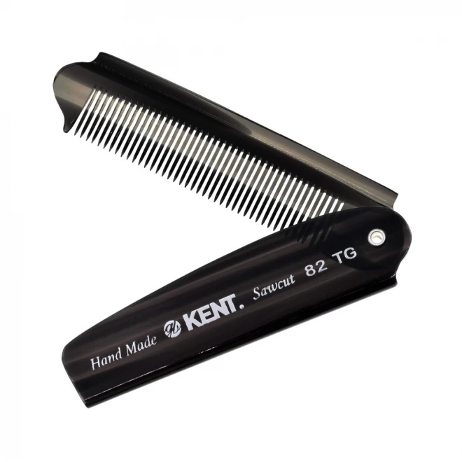 Гребінь для волосся Kent A 82T (Graphite) — складаний кишеньковий гребінь ручної роботи для бороди та тонкого волосся