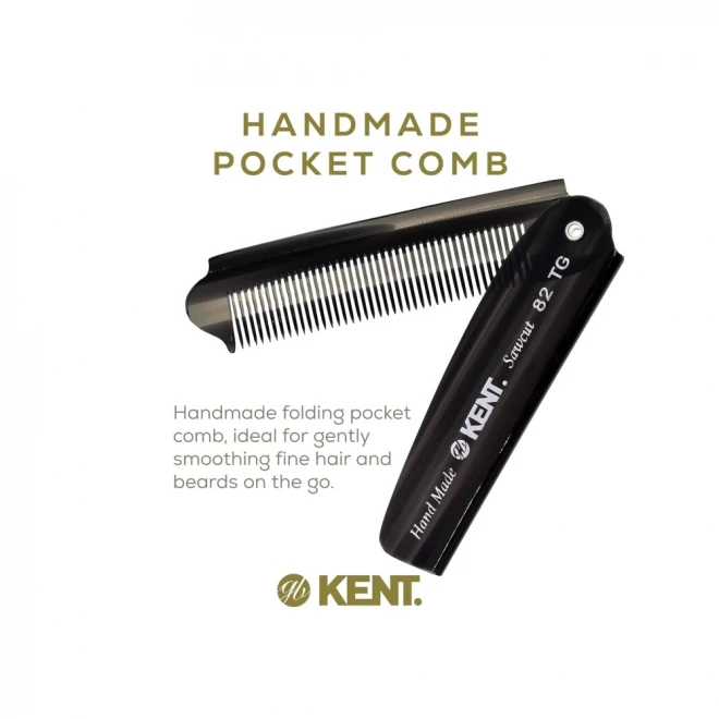 Гребінь для волосся Kent A 82T (Graphite) — складаний кишеньковий гребінь ручної роботи для бороди та тонкого волосся