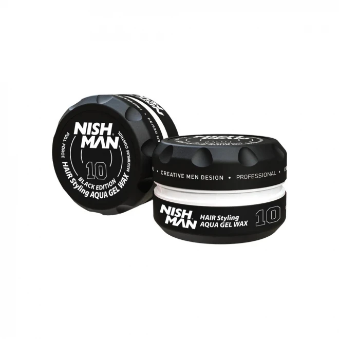 Гель-віск для стилізації волосся Nishman Styling Aqua Gel Wax 10 (Black Edition) 150 мл – сильна фіксація та блиск | Barbercompany