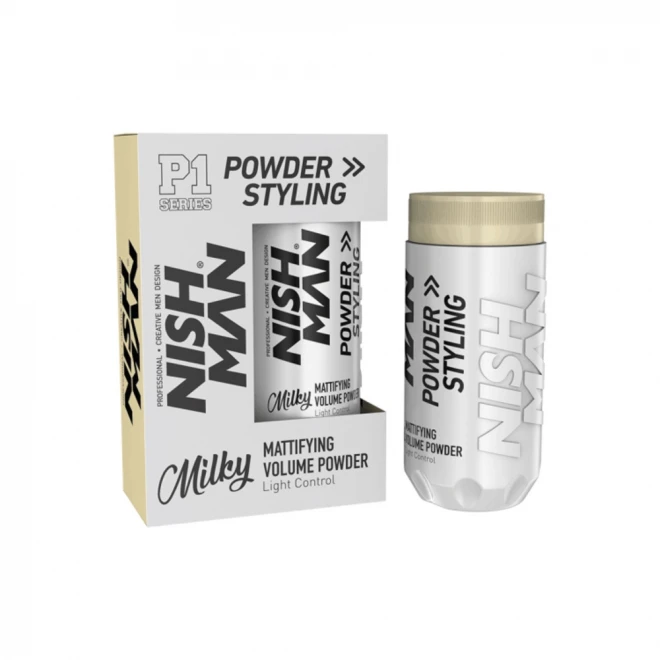 Пудра для об'єму Nishman Styling Powder Wax P1 Milky — матова текстура з приємним кремовим ароматом