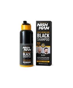 Шампунь-фарба для волосся та бороди Nishman Hair & Beard Color Shampoo (Чорна / Black), 200 мл