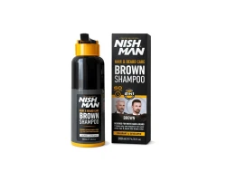 Шампунь-фарба для волосся та бороди Nishman Hair & Beard Color Shampoo (Коричнева / Brown), 200 мл
