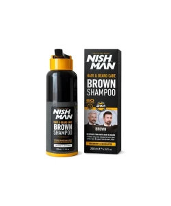 Шампунь-фарба для волосся та бороди Nishman Hair & Beard Color Shampoo (Коричнева / Brown), 200 мл