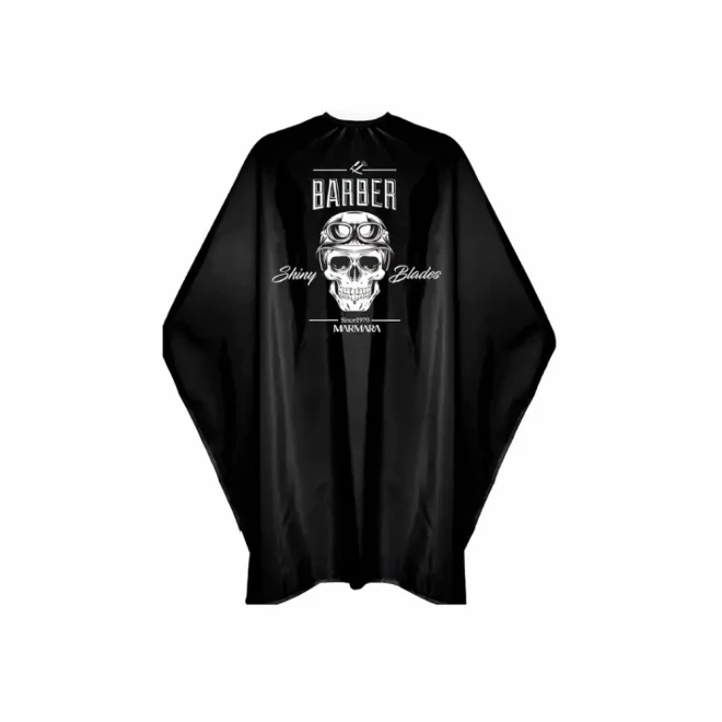 Перукарська накидка Marmara Barber "Scull Black" — стильний пеньюар із принтом черепа