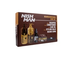 Подарунковий набір для догляду за бородою Nishman Beard & Mustache Care Set (5 предметів)