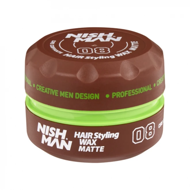 Матовий віск Nishman Matte Wax 08 — сильна фіксація та природний об'єм без блиску