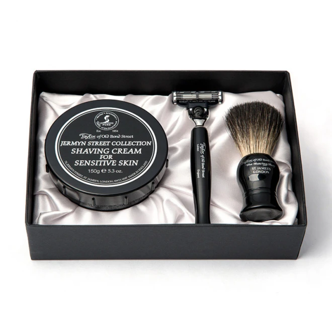 Подарунковий набір для гоління Taylor of Old Bond Street Shaving Brush, Mach 3 Razor & Jermyn Street Collection Shaving Cream 150 г