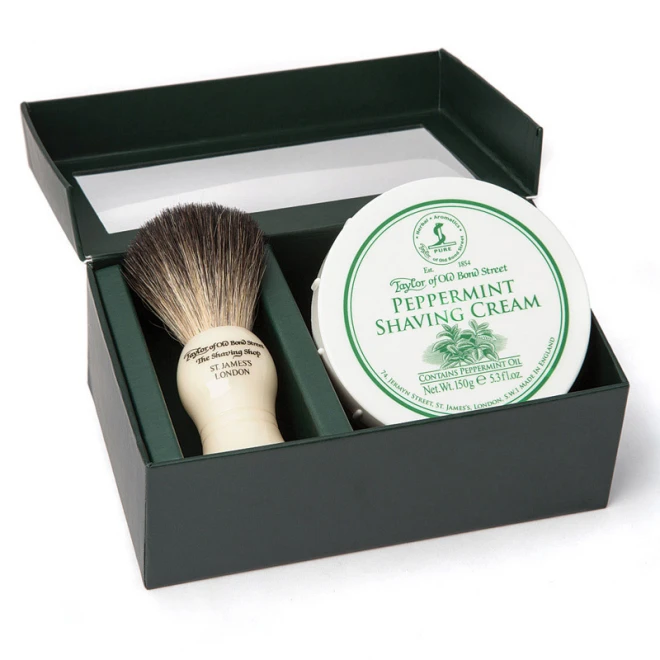Подарунковий набір для гоління Taylor of Old Bond Street Shaving Brush & Pepermint Shaving Cream 150 гр