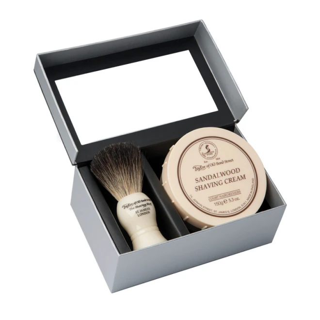 Подарунковий набір для гоління Taylor of Old Bond Street Brush and Sandalwood Shaving Cream 150 гр
