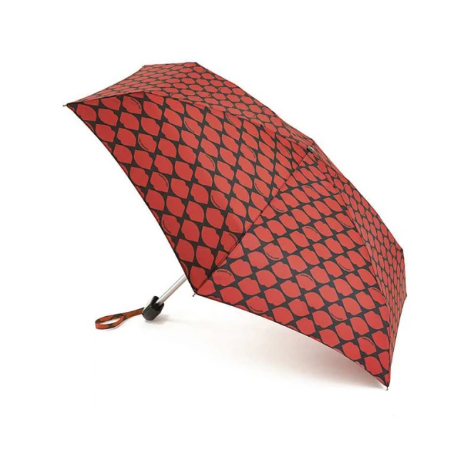 Парасоля Жіноча Fulton Lulu Guinness Tiny-2 Lips Grid Red L717 (5F2681) 