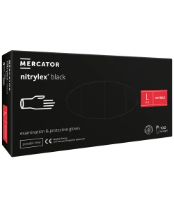 Нітрилові рукавиці без пудри Nitrylex Black Protective Gloves розмір L